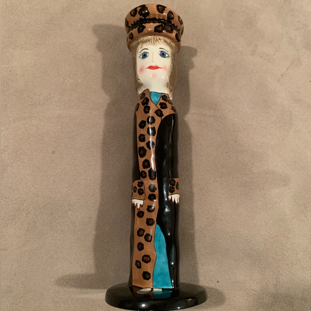 Vintage Susan Paley Lydia’s Leopard Coat Bud Vase/Candle Holder